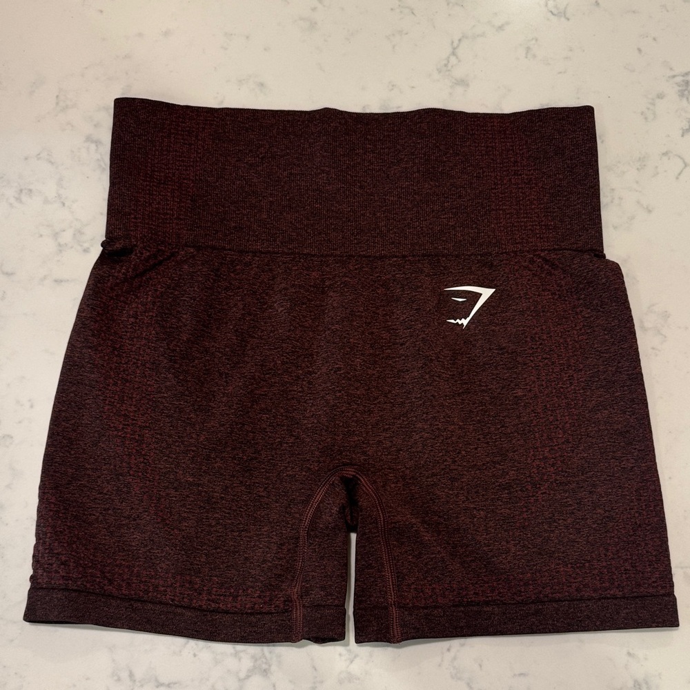 GYMSHARK Women’s Seamless High-Rise Bike Shorts Deep Burgundy Lift Workout MED